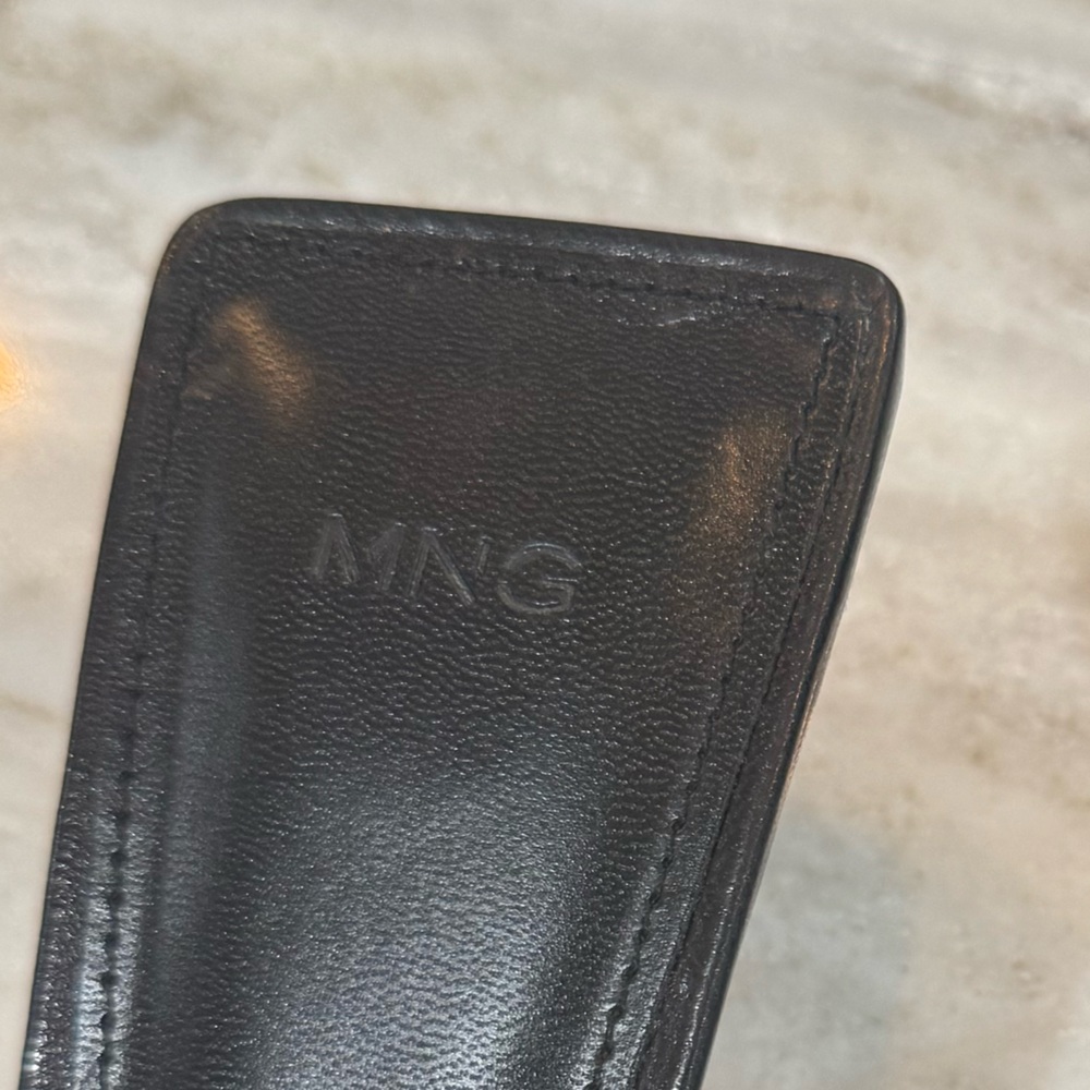Mango MNG HEEL LEATHER SANDALS Black real leather shoes NWT New - Picture 7 of 9